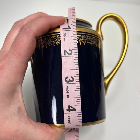 Limoges France Vintage Elegant Blue Gold Handmade Porcelain Creamer Pitcher Jug - Picture 7 of 10